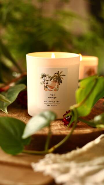 Ripe Mango Soy Wax Candle Vegan Natural Tropical Gift For Her Summer Home Decor Fruity Beach Garden - image 1