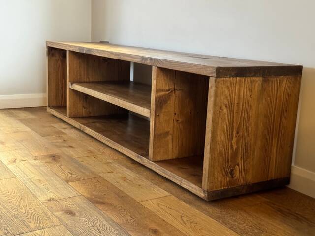 Handmade Reclaimed Wood Media Unit - Rustic Industrial Scaffold Board Tv Stand - image 1
