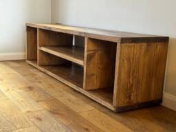 Handmade Reclaimed Wood Media Unit - Rustic Industrial Scaffold Board Tv Stand