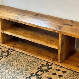Handmade Reclaimed Wood Media Unit - Rustic Industrial Scaffold Board Tv Stand - thumbnail 2