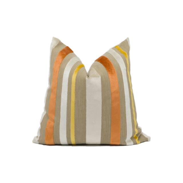 Designers Guild - Trasimeno Oyster Luxurious Cut Velvet Striped Cushion Cover Handmade Throw Pillow Designer Home D??cor - image 1
