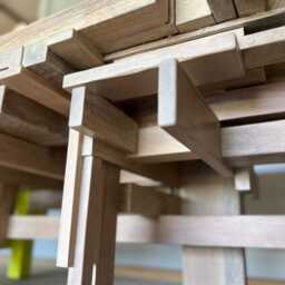 Brutalist Coffee Table Wood Modern Cubism - thumbnail 4
