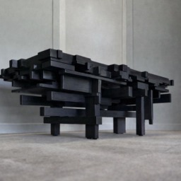 Brutalist Coffee Table Wood Modern Cubism