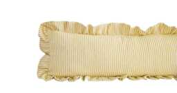 Extra Long Striped Linen Ruffled Lumbar Cushion in Chartreuse - thumbnail 1