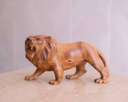 Wooden Lion Sculpture, Hand Carved Statue, Wood Carving, African Animal Figurine, Safari, Home Decor, Bookshelf Appreciated Gift - thumbnail 1