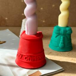 Handmade Christmas Candle Holder - Snowman Taper Ornament - thumbnail 3