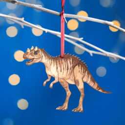Wooden Ceratosaurus Dinosaur Christmas Tree Decoration, Birch Plywood Lover Gift, Keepsake, Watercolourart