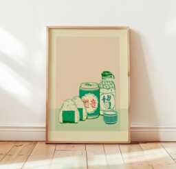 Korean Snack Poster, Onigiri Wall Art, Food Illustration Print - thumbnail 1