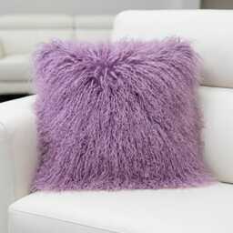 Light Purple Mongolian Sheepskin Fur Cushion Made To Order Custom Sizes Double/Single Sided