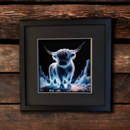 Highland Cow Ice Sculpture Print - Scottish Highlands, Framed Wall Art - thumbnail 1