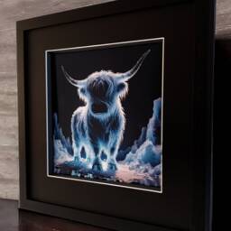 Highland Cow Ice Sculpture Print - Scottish Highlands, Framed Wall Art - thumbnail 2