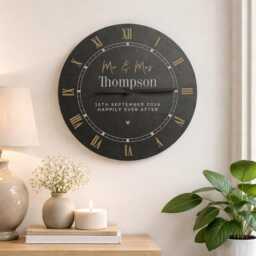 Wedding Gifts For Couples Personalised Slate Wall Clock, Home Decor - thumbnail 1