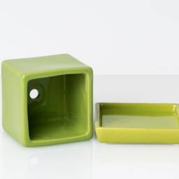Acid Green Cube Planter With Saucer - thumbnail 3