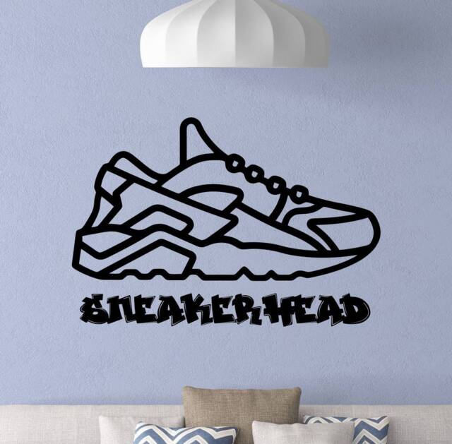 Sneakerhead Wall Decal Sneaker Head Gift Poster Sign Teens Vinyl Sticker Office Decor Home Bedroom Art 6F52 - image 1
