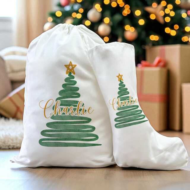 Personalised White Christmas Sack - Small Large Stocking - image 1