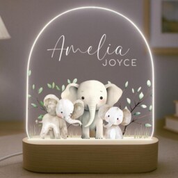 Personalised Children's Safari Night Light - Led Lamp Nursery Decor Baby Boy Girl Gift For New Name Sign Bedroom - thumbnail 4