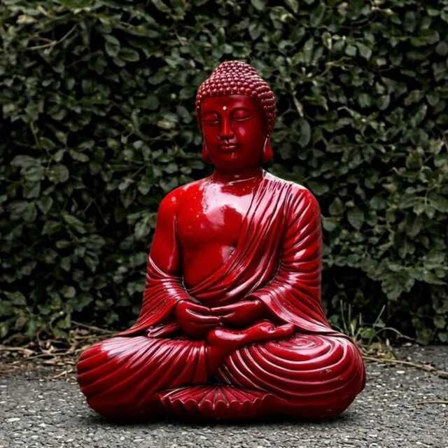 Large Red Buddha Statue Concrete Sculpture Cement Ornament Lover Gift Zen Garden Decoration Yard Art - image 1