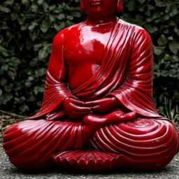 Large Red Buddha Statue Concrete Sculpture Cement Ornament Lover Gift Zen Garden Decoration Yard Art - thumbnail 2