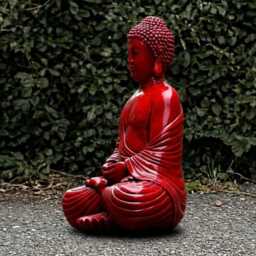 Large Red Buddha Statue Concrete Sculpture Cement Ornament Lover Gift Zen Garden Decoration Yard Art - thumbnail 4
