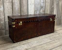 English Leather Trunk Blanket Box - Custom Handmade Hand Dyed Steamer Chest Storage