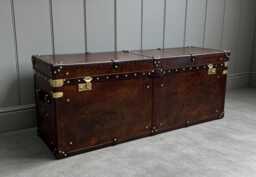 English Leather Trunk Blanket Box - Custom Handmade Hand Dyed Steamer Chest Storage