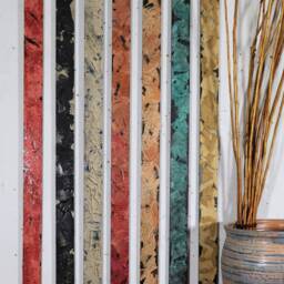 Colorful Texture Weaving With Paint Impressionism Wood Wall Sticks Panels 2D Relief Sculptures Big Tall 1950S Midcentury Comtempory Modern - thumbnail 4