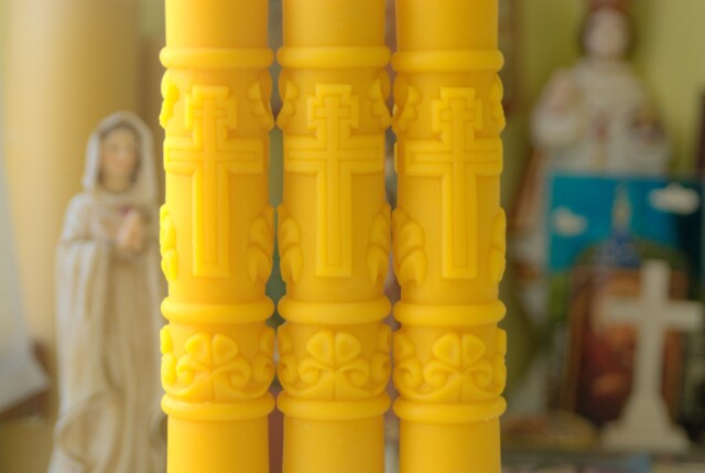 Pillar Candles, Wedding Beeswax Christening Baptism Catholic Candles - image 1