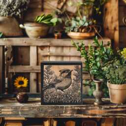 Chickadee Engraved Birch Wood Panel - Woodland Animal Block Print Style Wall Art, Maine Bird Illustration, Forest Cabin Nature Decor Gift - thumbnail 3