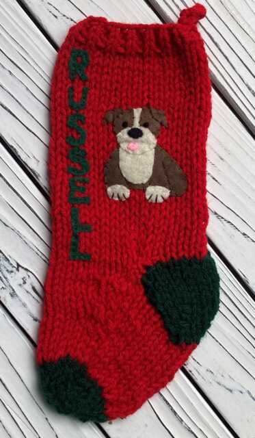 Bulldog Stocking, Handmade Christmas Stocking For Bull Dog Pet - image 1