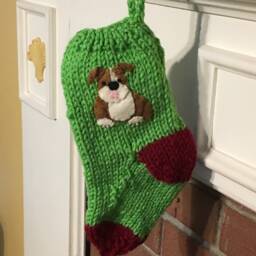 Bulldog Stocking, Handmade Christmas Stocking For Bull Dog Pet - thumbnail 2