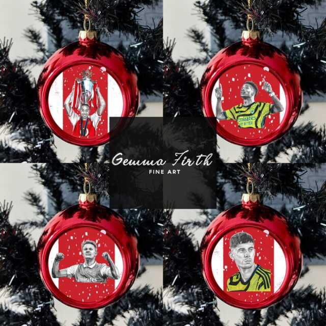 Gooners Pencil Portraits Christmas Baubles Handmade - Fan Gift