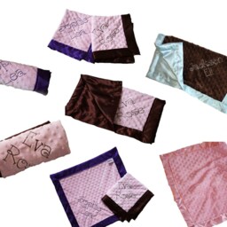 Custom Embroidered Minky Baby Blanket With Satin Border - thumbnail 3
