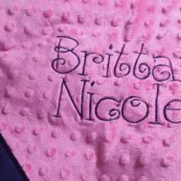 Custom Embroidered Minky Baby Blanket With Satin Border - thumbnail 4