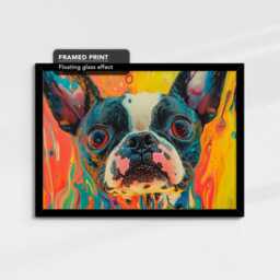 Vibrant Boston Terrier Paint Splash Painting Framed Poster Print & Canvas Wall Decor Art Bedroom Home Interior Dog Lover Gift Ideas - thumbnail 2