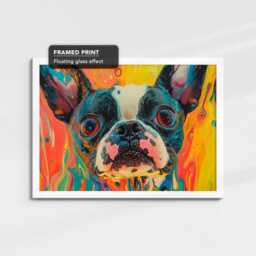 Vibrant Boston Terrier Paint Splash Painting Framed Poster Print & Canvas Wall Decor Art Bedroom Home Interior Dog Lover Gift Ideas - thumbnail 3