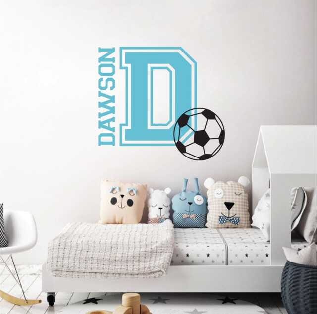 Personalized Soccer Name Vinyl Decal, Customized Sports Wall Art, Custom Boy Nursery Decor, Easy Diy Removable Children Bedroom Sticker - image 1
