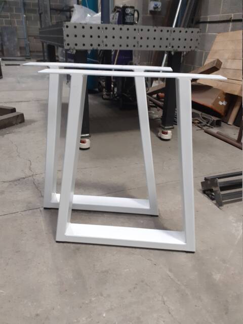 Chunky Trapezium Industrial Steel Dining Kitchen Table Legs 710mm Tall - Metal Box Frames 80mm X 40mm Pair - image 1