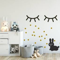 Wall Decal Sleepy Eyes Xl Black A 60cm - 24 Inches Wide, Eyelashes Decal, Lashes Stickers, Kids Room Decals & Nursery Decor - thumbnail 2