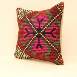Kilim Lumbar Pillowcover 14x14 Turkish Textile Cushion Hand Made Decorative Home Design Throw Pillow Case Sofa Boho 4Obf-7 - thumbnail 3