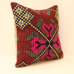 Kilim Lumbar Pillowcover 14x14 Turkish Textile Cushion Hand Made Decorative Home Design Throw Pillow Case Sofa Boho 4Obf-7 - thumbnail 2