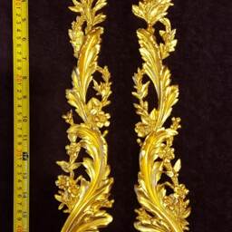 Large Pair Gilt Gold Or White French Style Decorative Wall Furniture Moulding Pediment Plastic Decoration - thumbnail 2