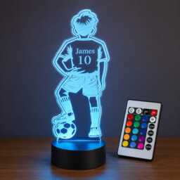 Personalised Footballer Night Light, 3D Led Illusion Lamp, Custom Name Boys Bedroom Light - thumbnail 2