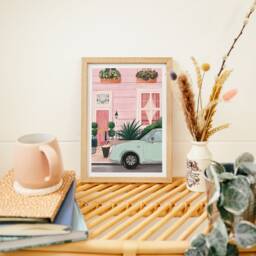 London Art Print, Pink House Pastel Art, Poster, Travel - thumbnail 3