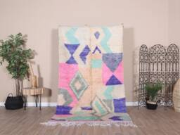 Vintage Boujaad Rug, Pink Moroccan Rug 5x8 F - thumbnail 1