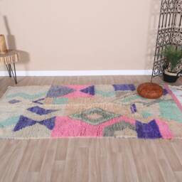 Vintage Boujaad Rug, Pink Moroccan Rug 5x8 F - thumbnail 2