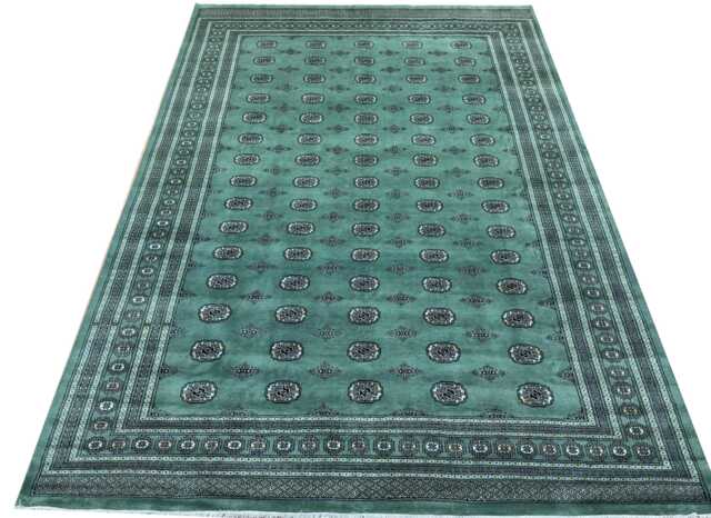 10x14 Green Color Bokhara Rug - 3.00x4.30 cm Kitchen Woolen Living Room Hand Knotted Wall Turkish - image 1