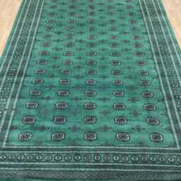 10x14 Green Color Bokhara Rug - 3.00x4.30 cm Kitchen Woolen Living Room Hand Knotted Wall Turkish - thumbnail 2