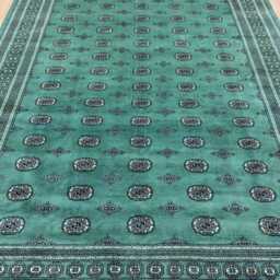 10x14 Green Color Bokhara Rug - 3.00x4.30 cm Kitchen Woolen Living Room Hand Knotted Wall Turkish - thumbnail 3