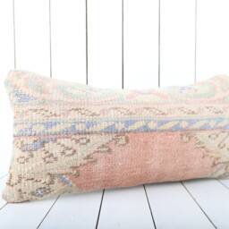 Kilim Lumbar Pillow Cover - 12x24 Inch Turkish Anatolian Throw - thumbnail 2
