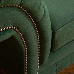 British Handmade 1.5str Emerald Green Herringbone Wool Chesterfield Snuggle Chair - Other Colours + - thumbnail 4